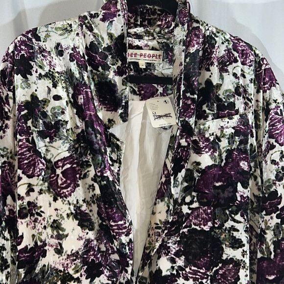 FREE PEOPLE SIMONE VELVET DUSTER NEW PURPLE COMBO NWT SIZE MEDIUM - Picture 12 of 16